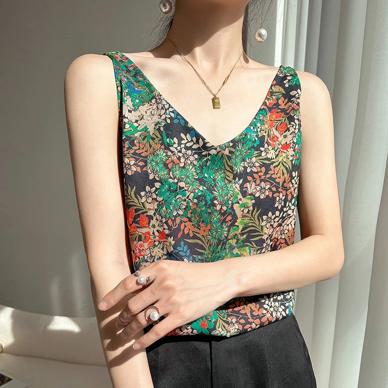 2023夏季新款桑蚕丝小吊带背心女外穿美背高级感无袖缎面打底上衣