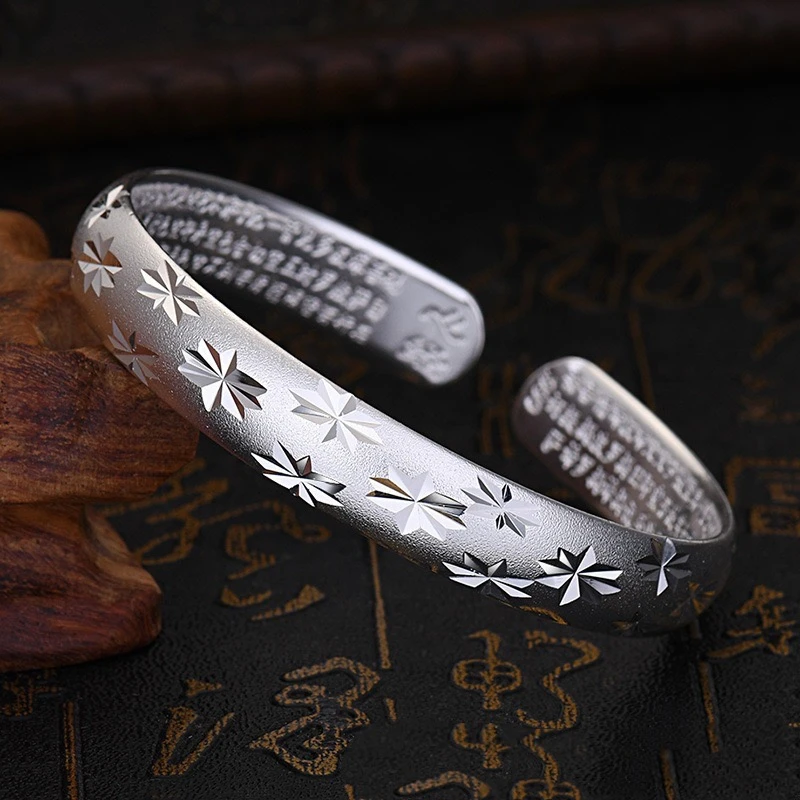 足银银制品 999满天星开口手镯32克