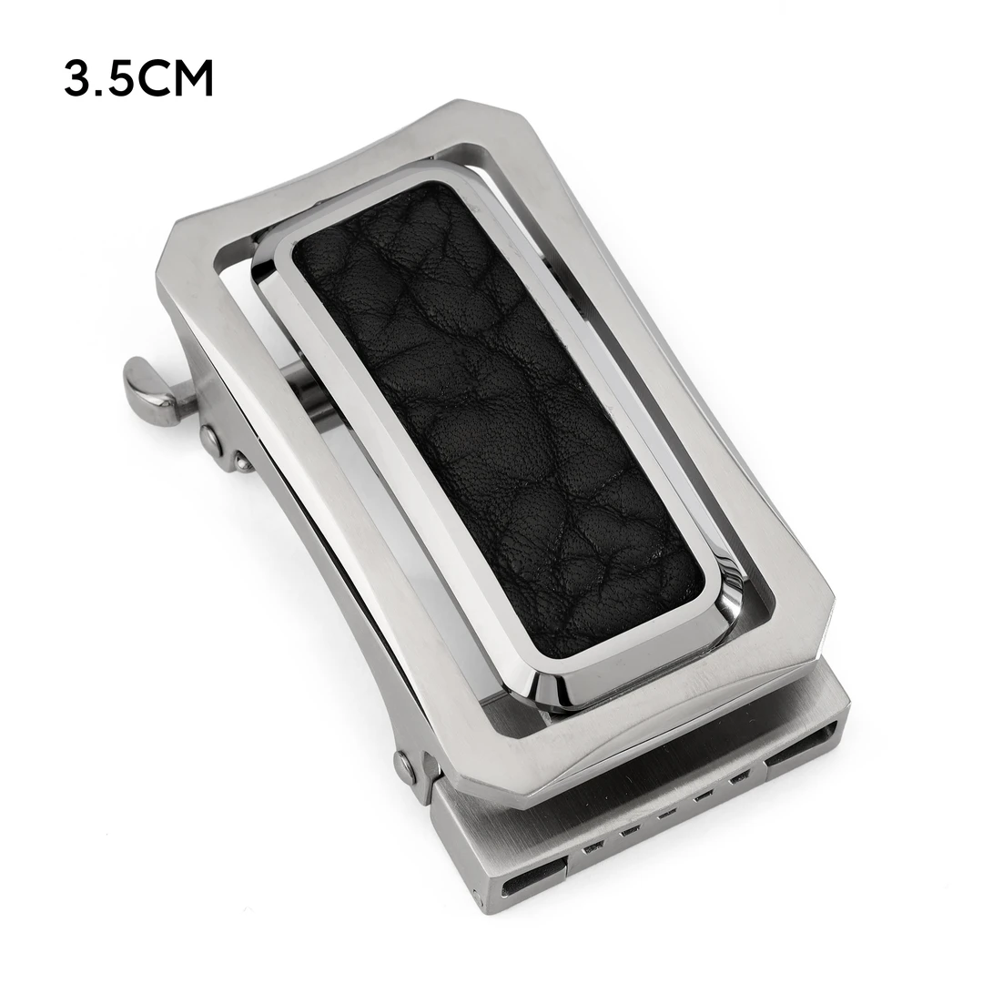 钨钢扣头牛皮腰带镶嵌扣面不锈钢外穿真皮男士简约赠送扣头一个