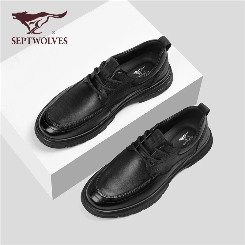 七匹狼男鞋春季时尚商务休闲皮鞋男真皮软面办公室男士休闲皮鞋