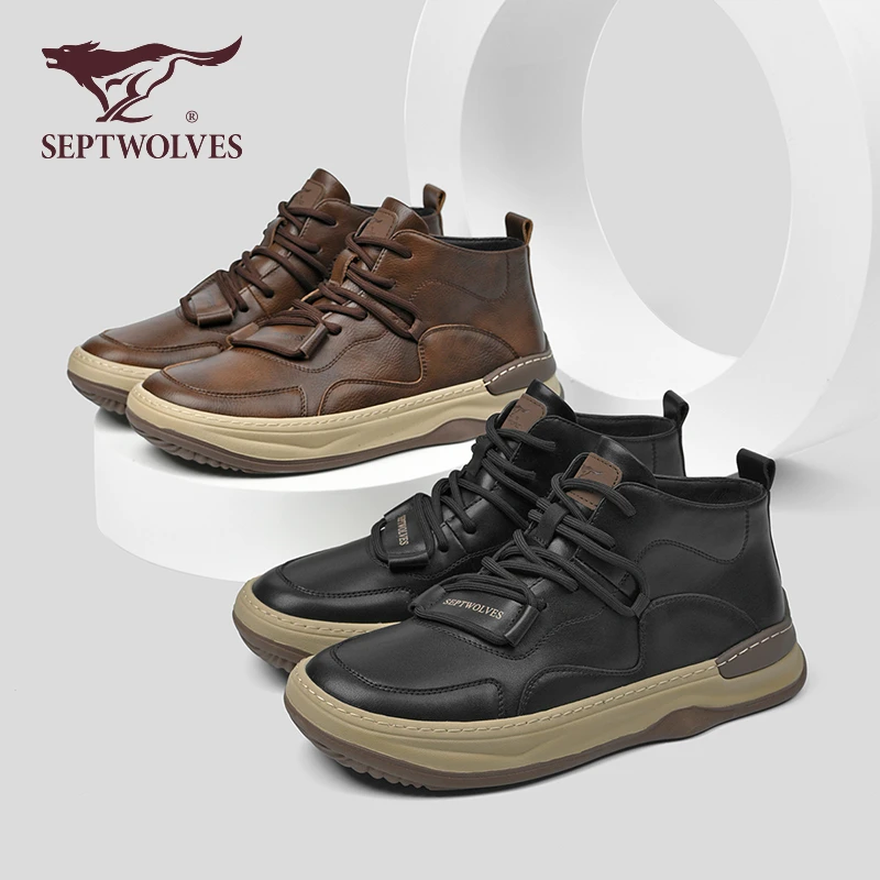 七匹狼男鞋防寒皮鞋休闲鞋百搭男士男款中帮板鞋马丁靴4099