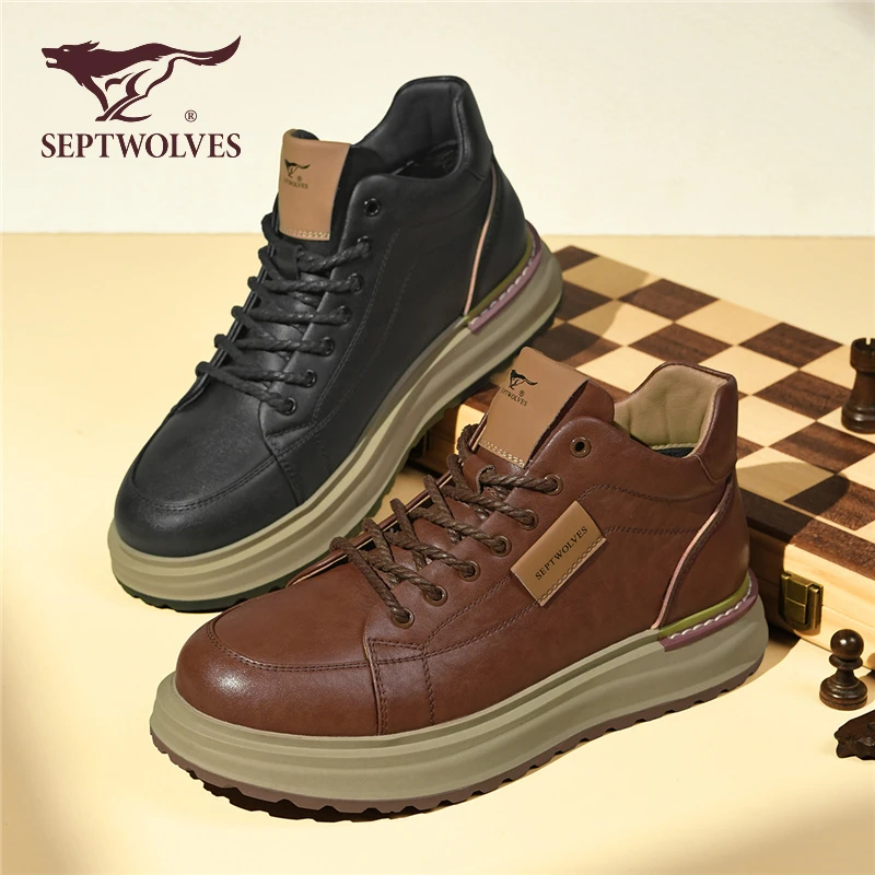 七匹狼男鞋新款男士男款时尚休闲鞋户外高级感高帮工装板0701