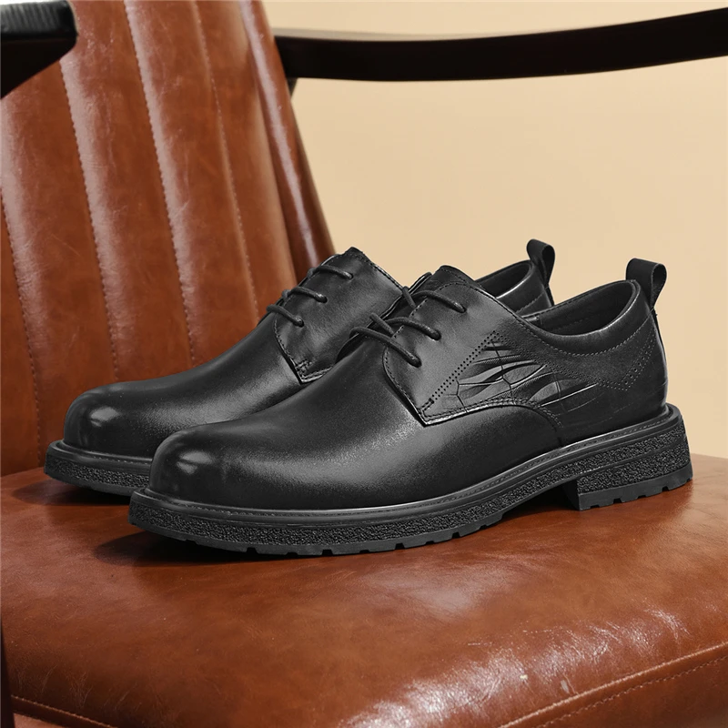 七匹狼休闲皮鞋男士舒适时尚百搭透气真皮商务系带0724