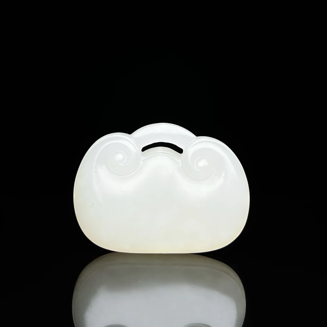 【如意平安锁】新疆和田玉 洒金皮 暖白油润 挂件10克 30*22*8.5