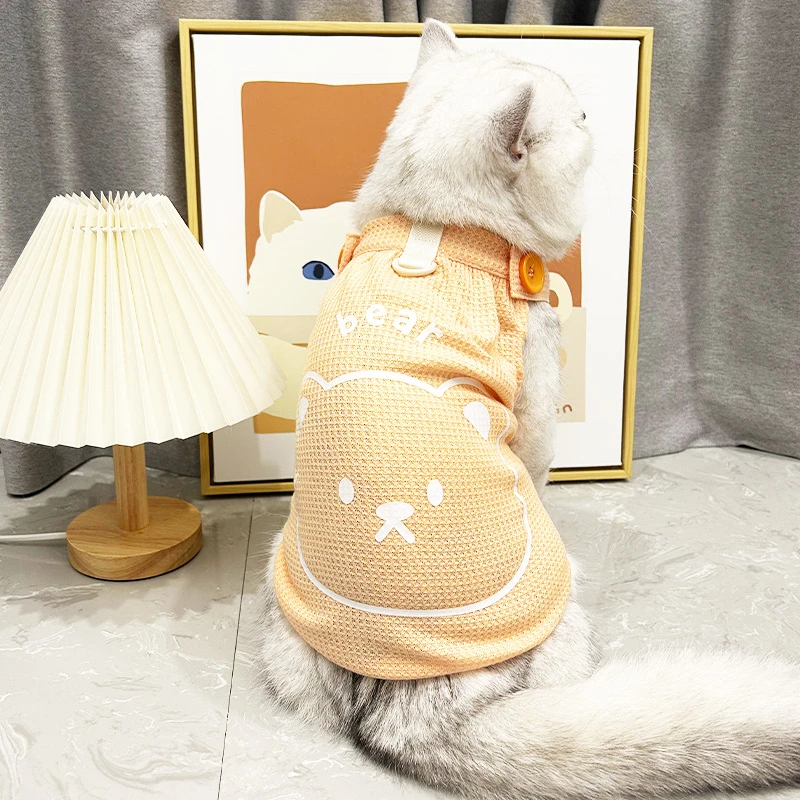 糖果色猫咪衣服夏天薄款透气防掉毛背心布偶银金渐层蓝猫韩版弹力