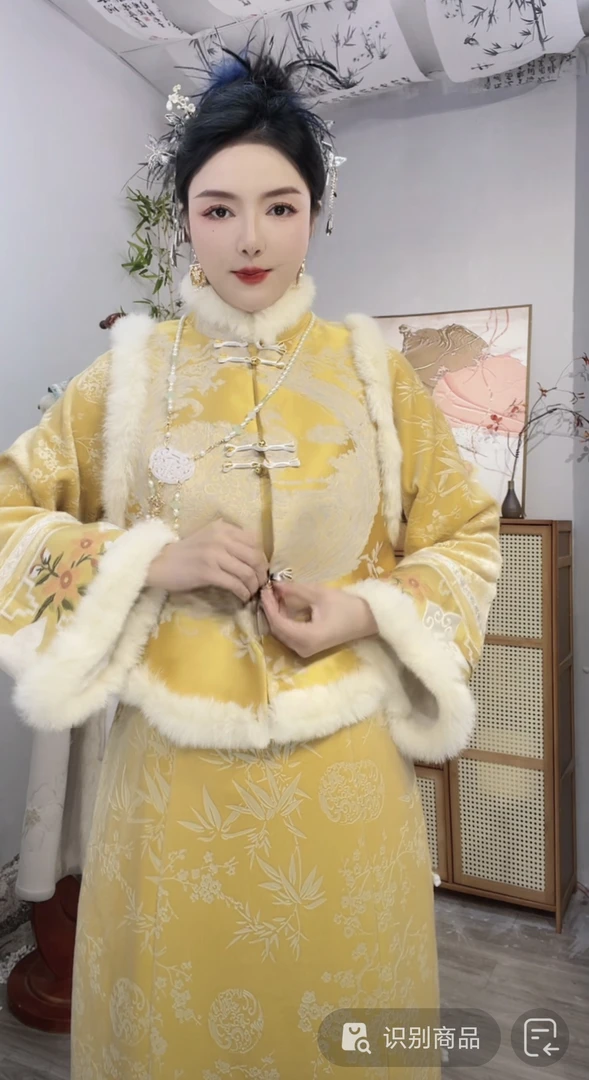 夏维莲2024冬季新款加绒中式长款中国风复古女装裙（1283+1259）