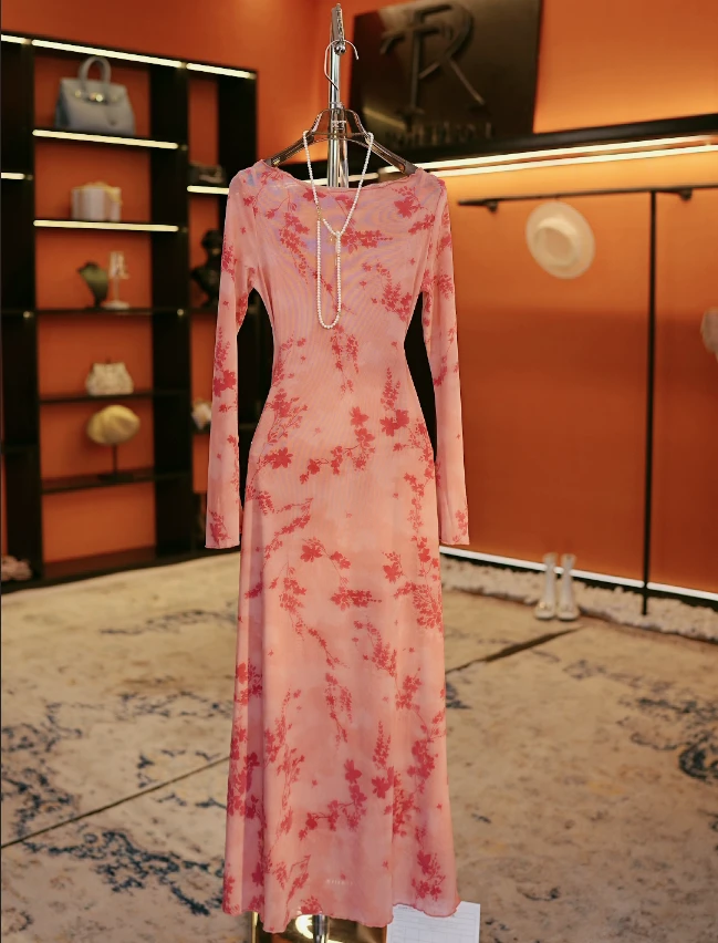 roiltrou2025春季原创设计减龄长袖气质修身连衣裙ZA1524311361