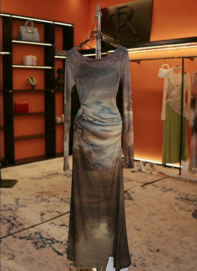 roiltrou【编号44】原创设计小众撞色修身透气连衣裙ZA1524310863