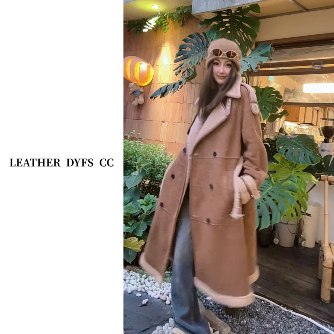 Leather Dyfs cc ”牧业游人“40701土耳其羊皮毛一体女皮草外套