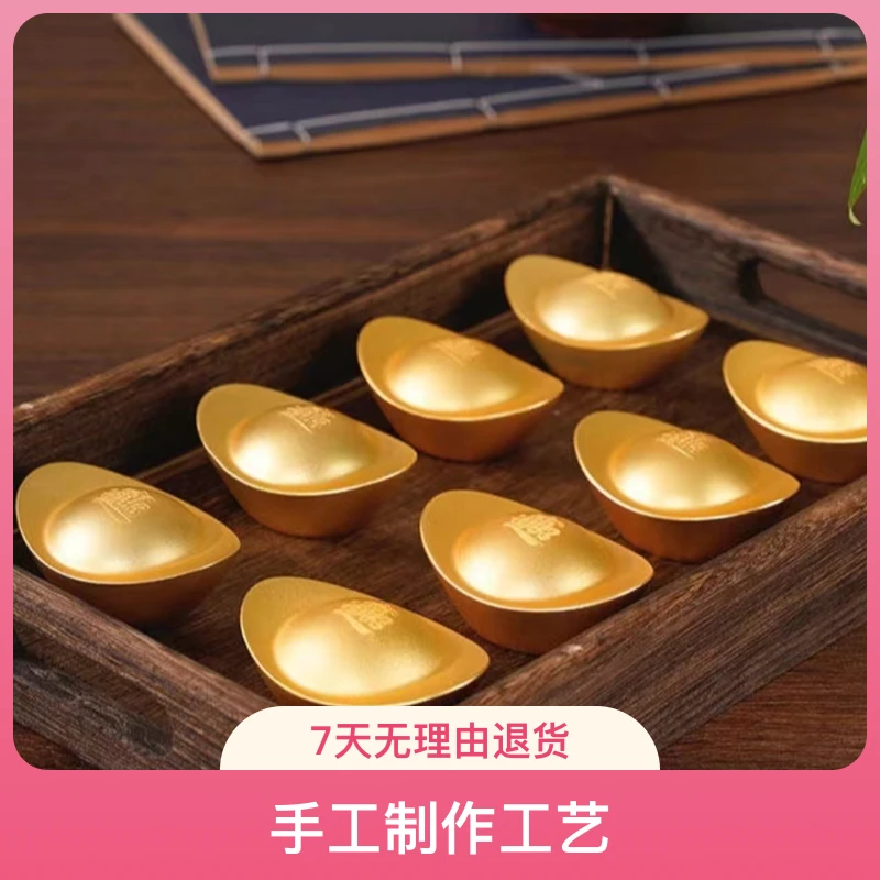 黄铜实心元宝招米进宝陶瓷创意高档摆件家居客厅聚宝盆装饰摆件
