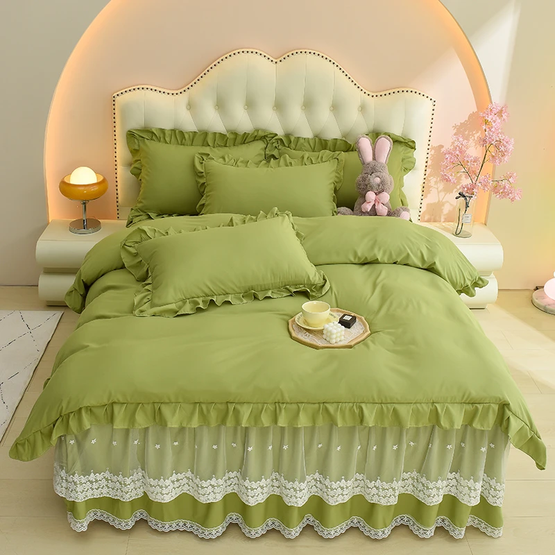 【仙女风】2023新款公主风韩版少女心床裙四件套纯色被套高端轻奢