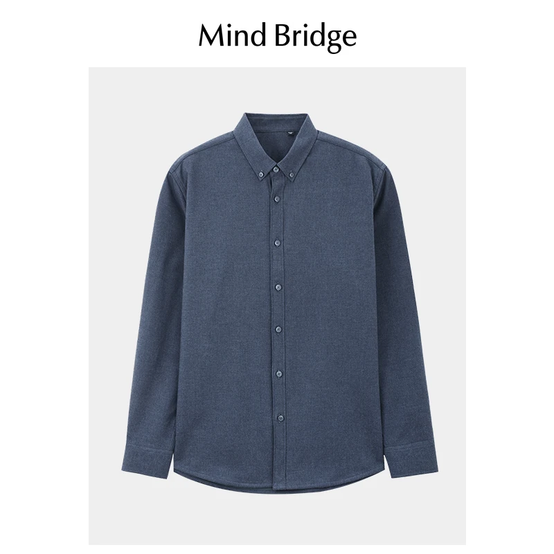 MBMindBridge男士秋冬加绒加厚户外长袖衬衫纯色休闲修身舒适保暖