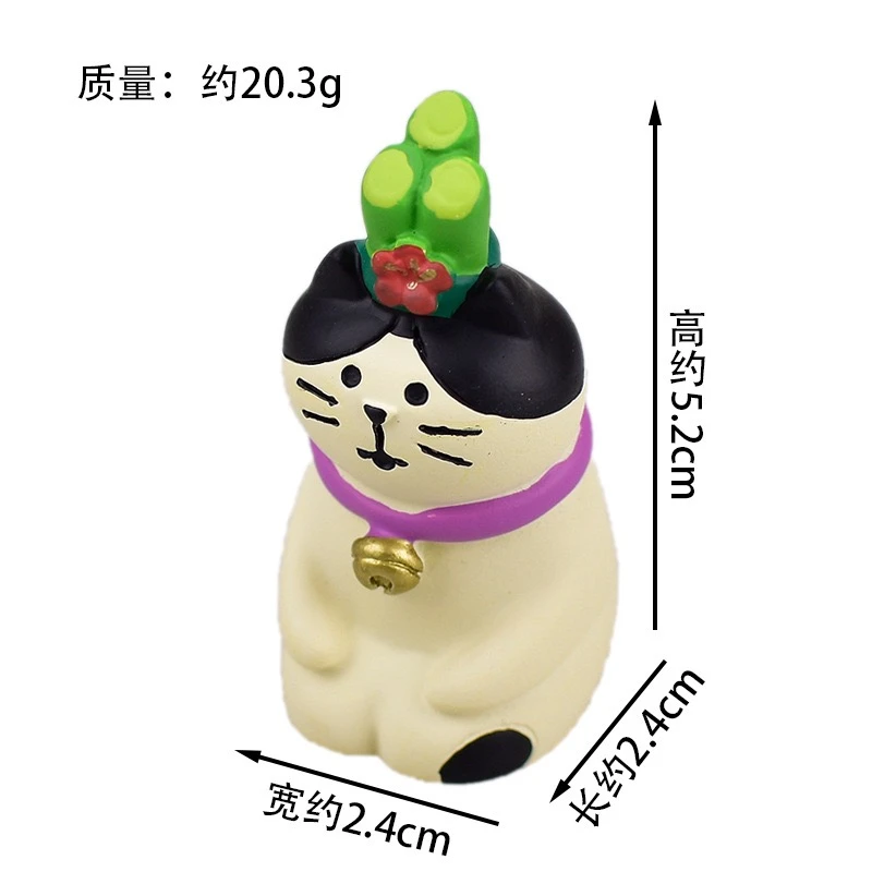 头顶竹子猫粉丝福利树脂工艺品摆件桌面小猫潮玩微景观