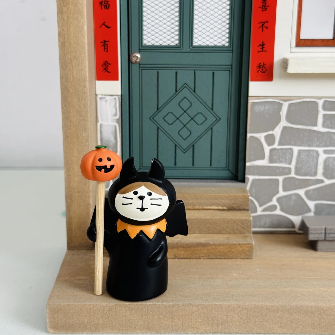 南瓜权杖猫树脂手绘桌面摆件卡通玩具
