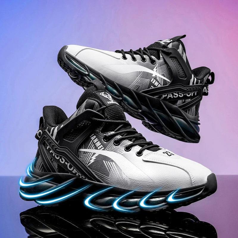 皮面跑步运动鞋增高潮牌男鞋2023新款秋季男士休闲鞋老爹鞋潮鞋