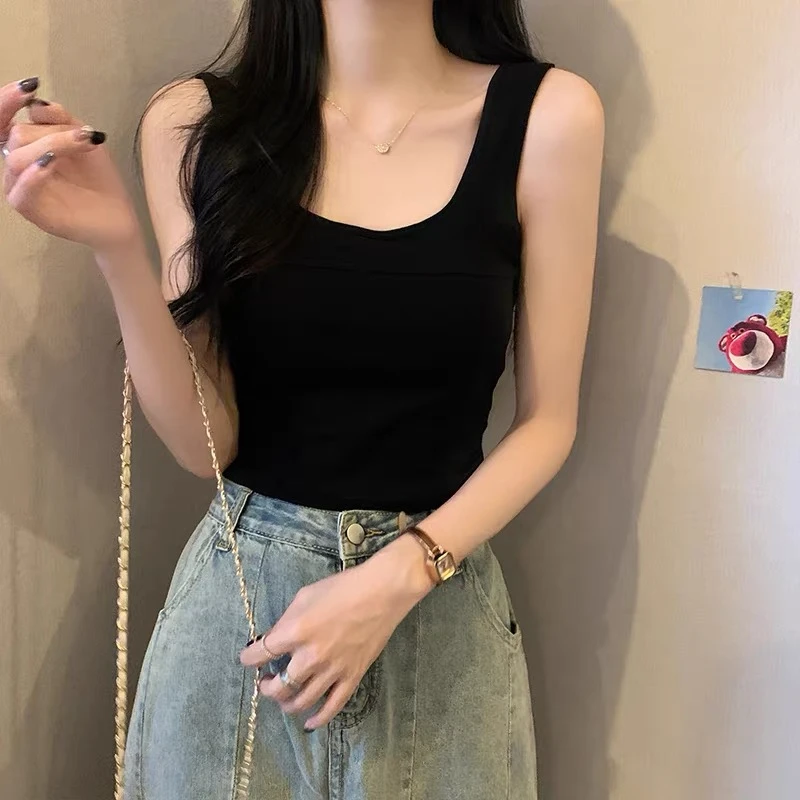 湘湘家  新款吊带带胸垫修身百搭性感紧身纯色小背心 9028G01b