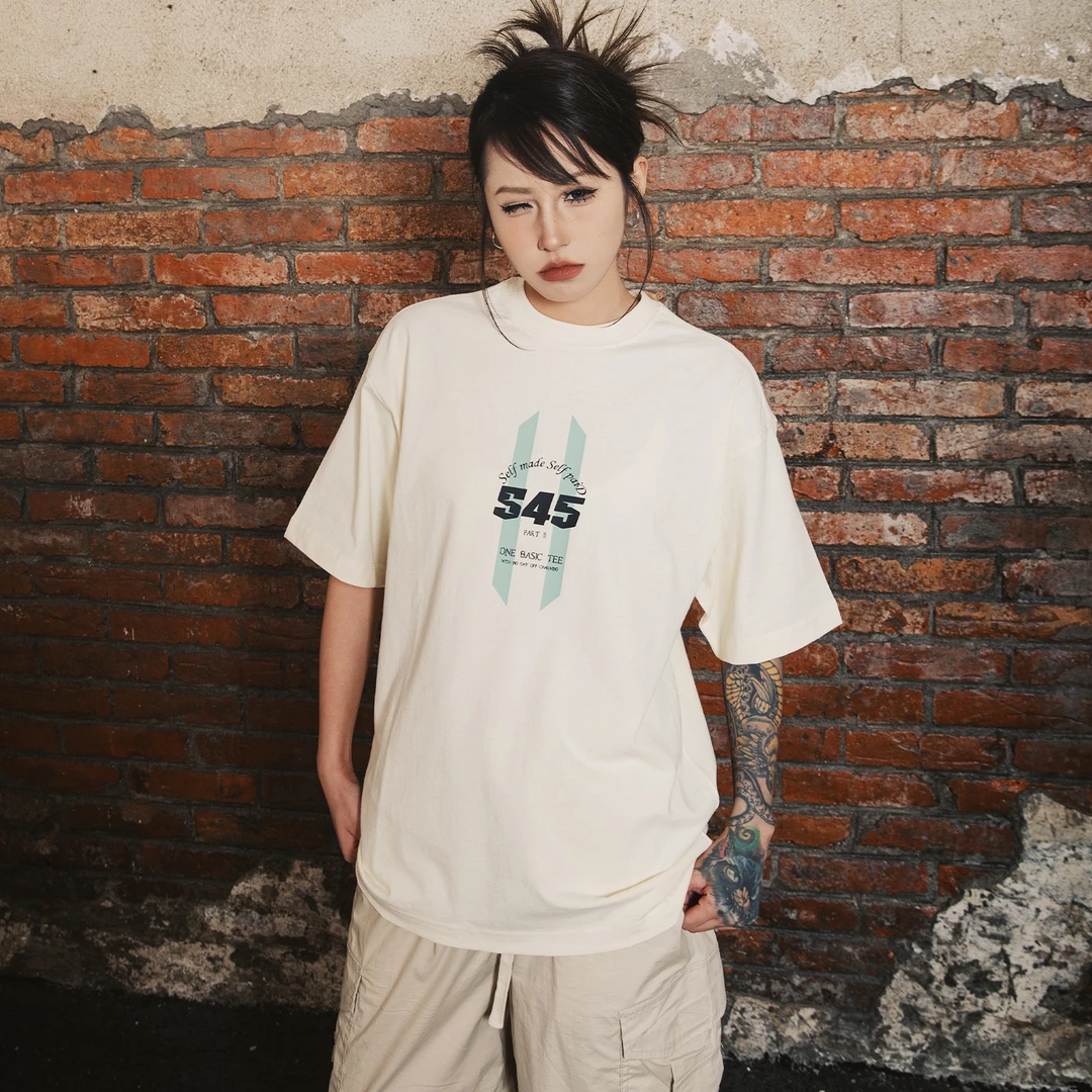 S45新款2024夏季双线基础水洗圆领休闲短袖纯棉男女同款半袖T恤