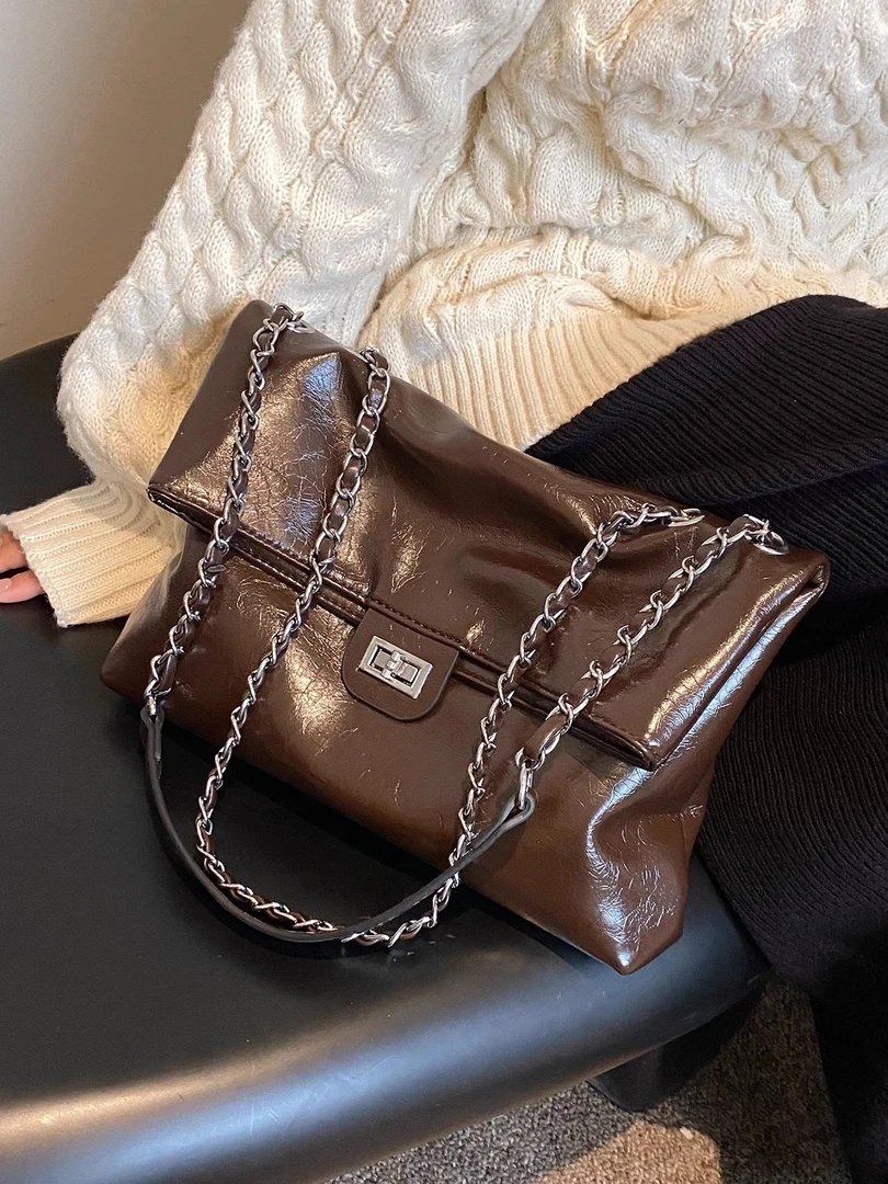 高级感复古棕色小包包女式2025新款时尚百搭链条斜挎包通勤单肩包