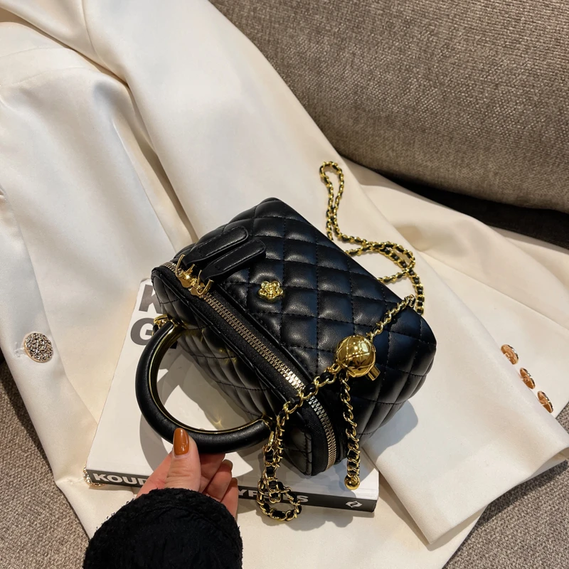 小香风手提包包女2025新款潮时尚菱格链条包百搭ins单肩斜挎包