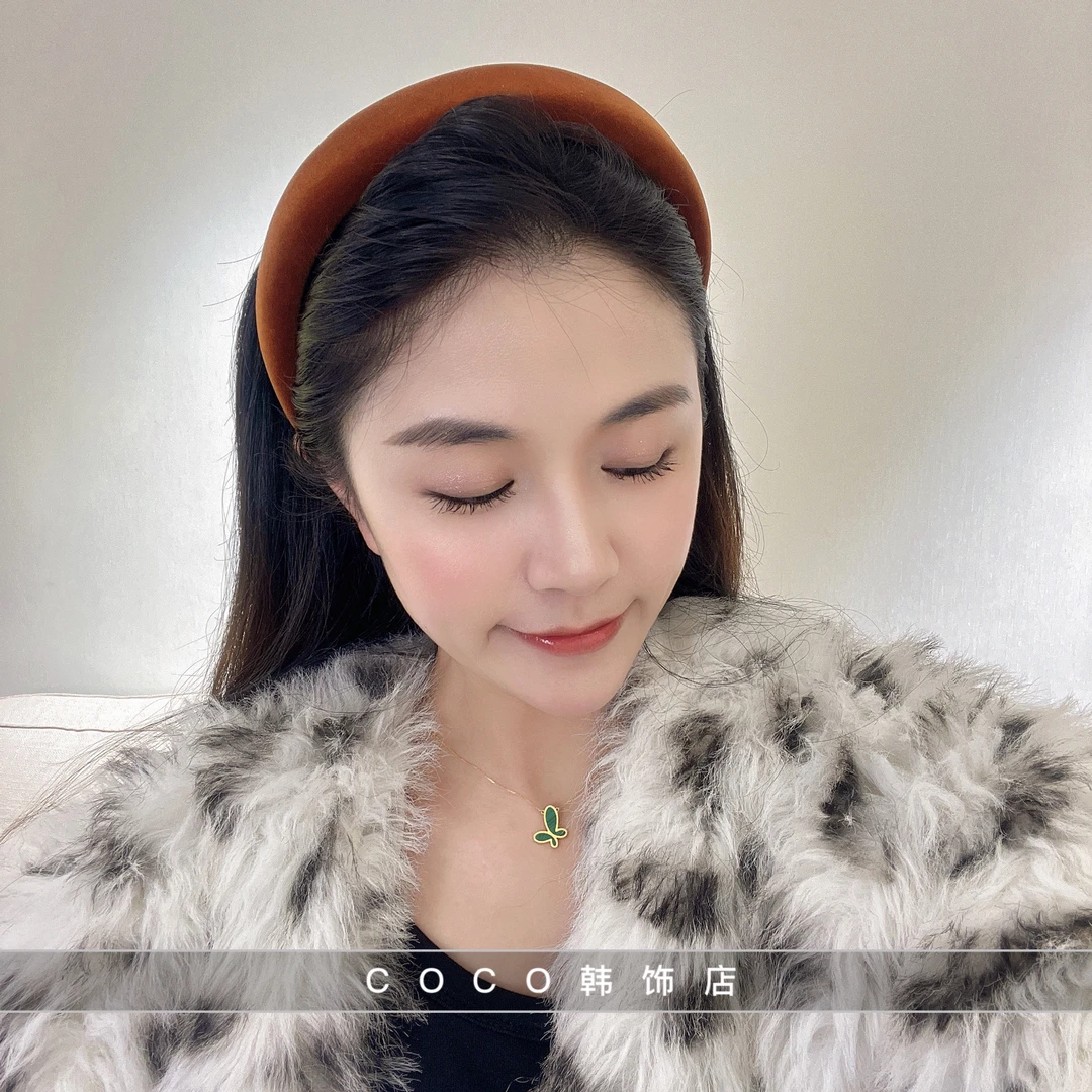 日韩丝绒巨显白熟南瓜色发箍秋冬温柔慵懒氛围外出高颅顶海绵头箍