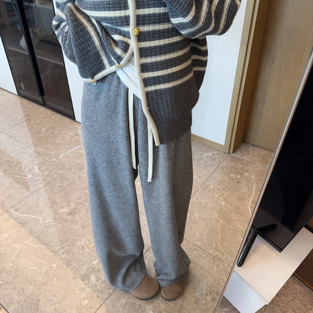 慵懒绒绒毛巾裤 软糯贯穿整期搭配大长腿裤垂感显瘦阔腿裤女秋ins