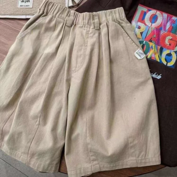 7188韩版2024夏季儿童时尚潮流百搭卡其色短裤