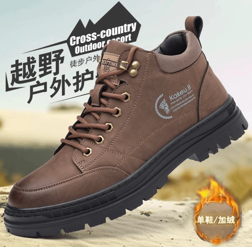 【厂家直销】秋冬新款户外工装鞋软底软面厚底防滑不臭脚男士马丁靴