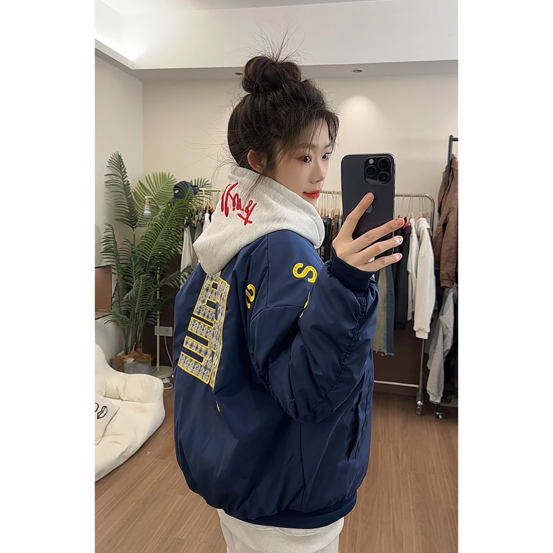 HandSeven潮牌时尚2025新款男女款美式刺绣韩版秋季外套棉服外套