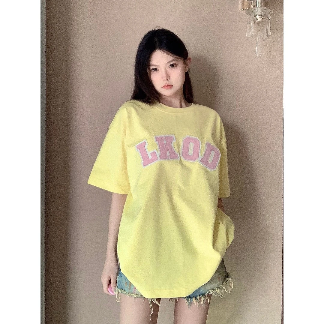 LKOD2023新款皮标潮牌百搭圆领纯棉打底衫短袖夏日T恤