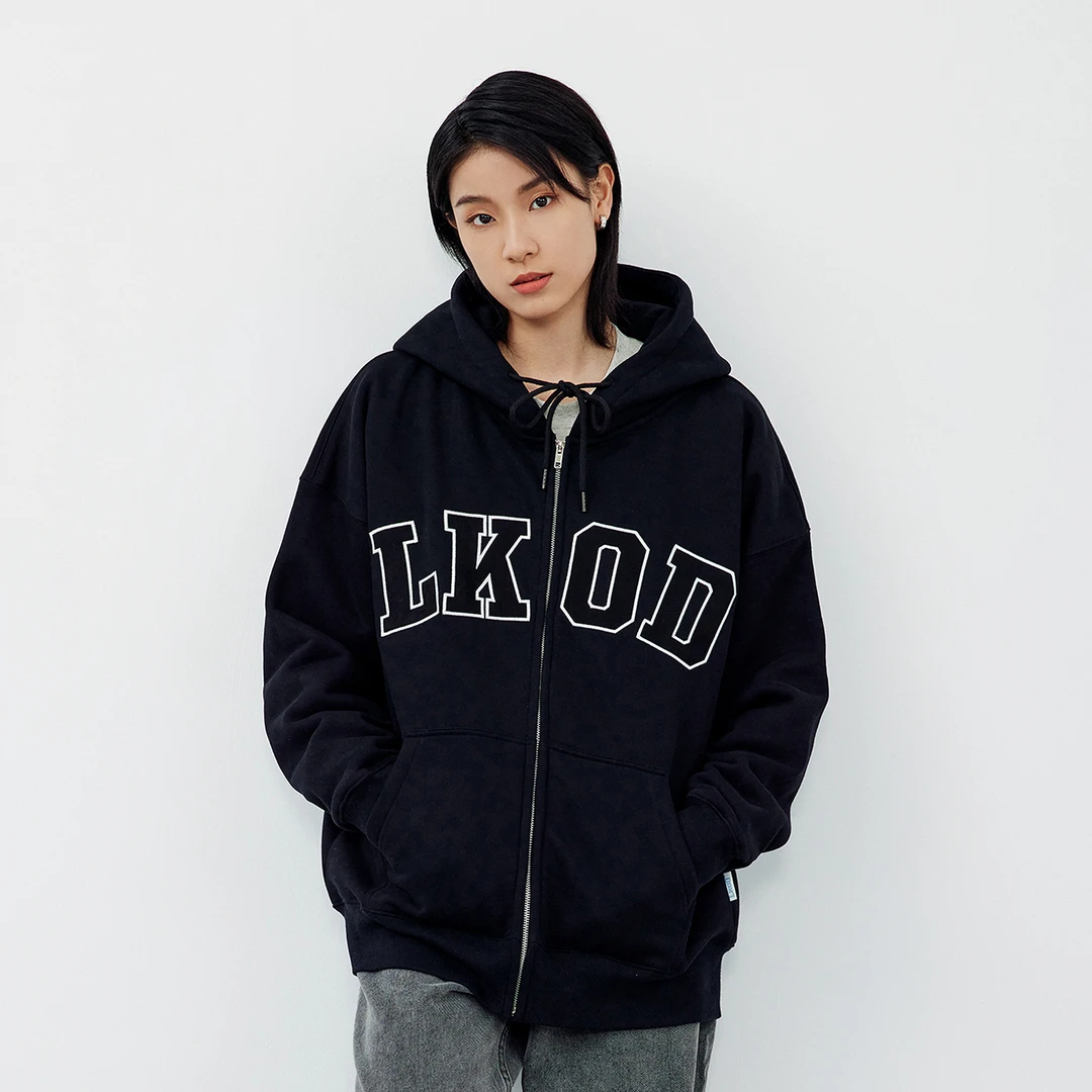 LKOD2022秋冬新款情侣休闲拉链帽衫外套卫衣帽衫