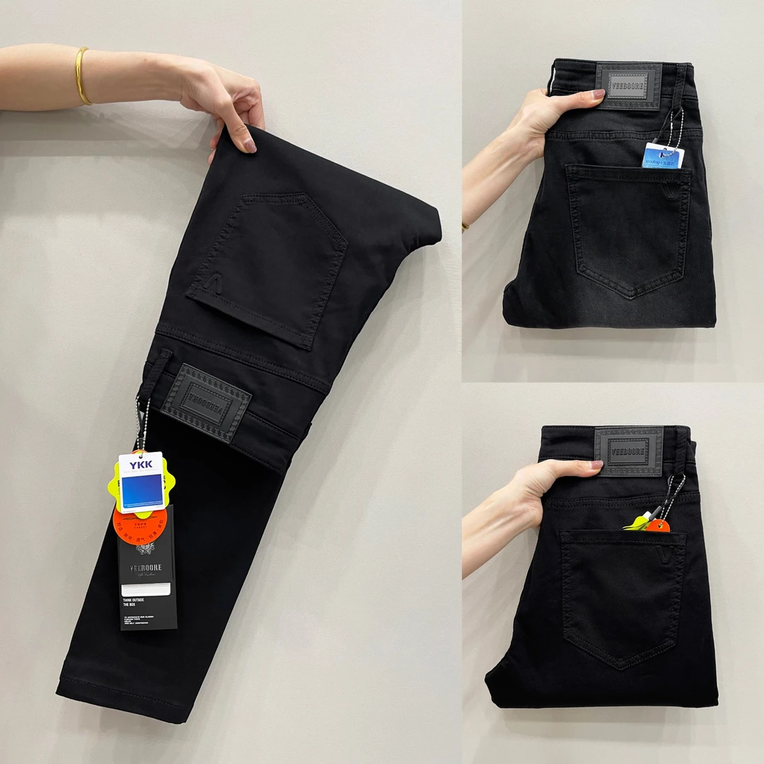 《秋冬新款》长裤九分裤修身弹力欧货黑色小裤脚百搭水洗男士牛仔裤