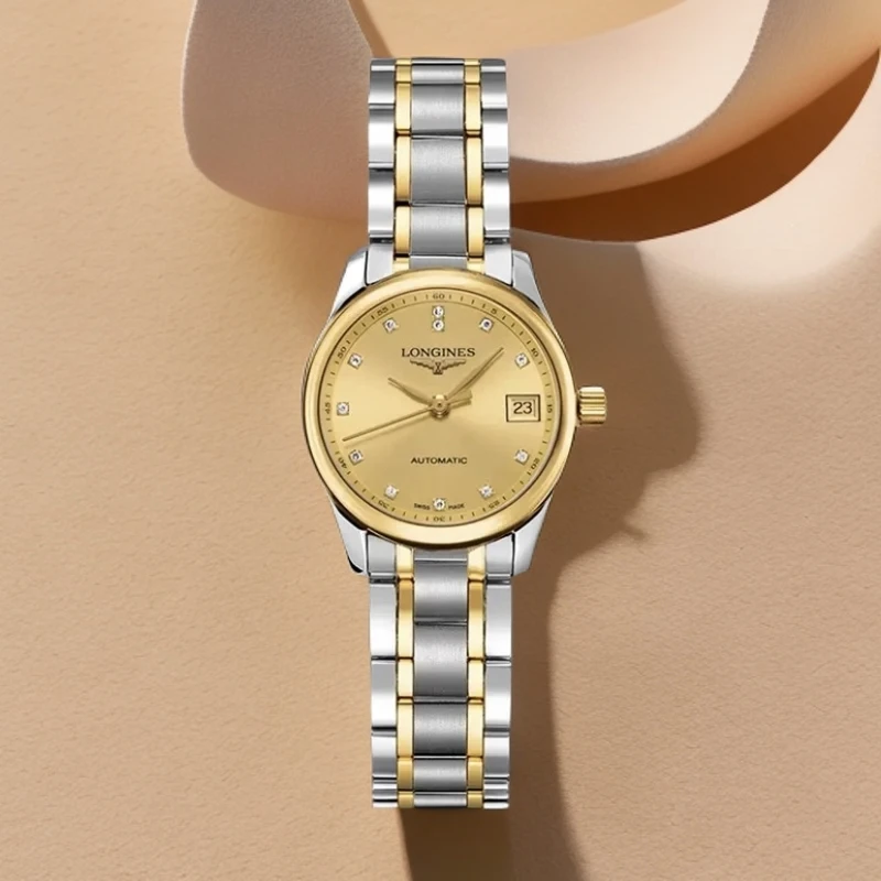99新 Longines/浪琴 25.5表径/名匠/黄金/金盘/钻/机械/女士腕表