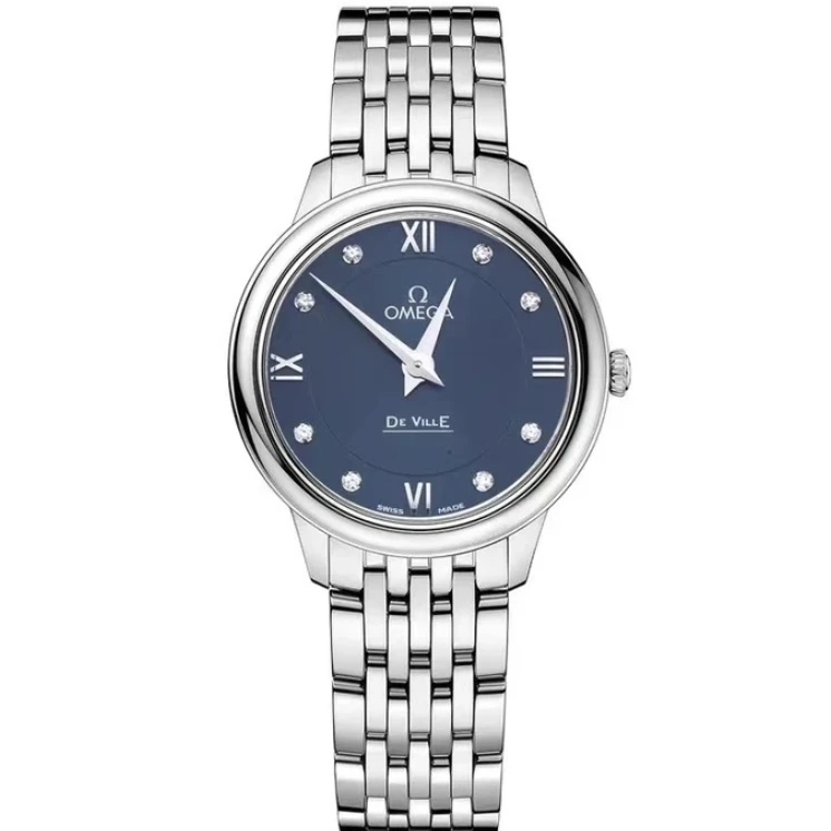 95新 Omega/欧米茄 27表径/碟飞/精钢/深蓝盘/女士腕表