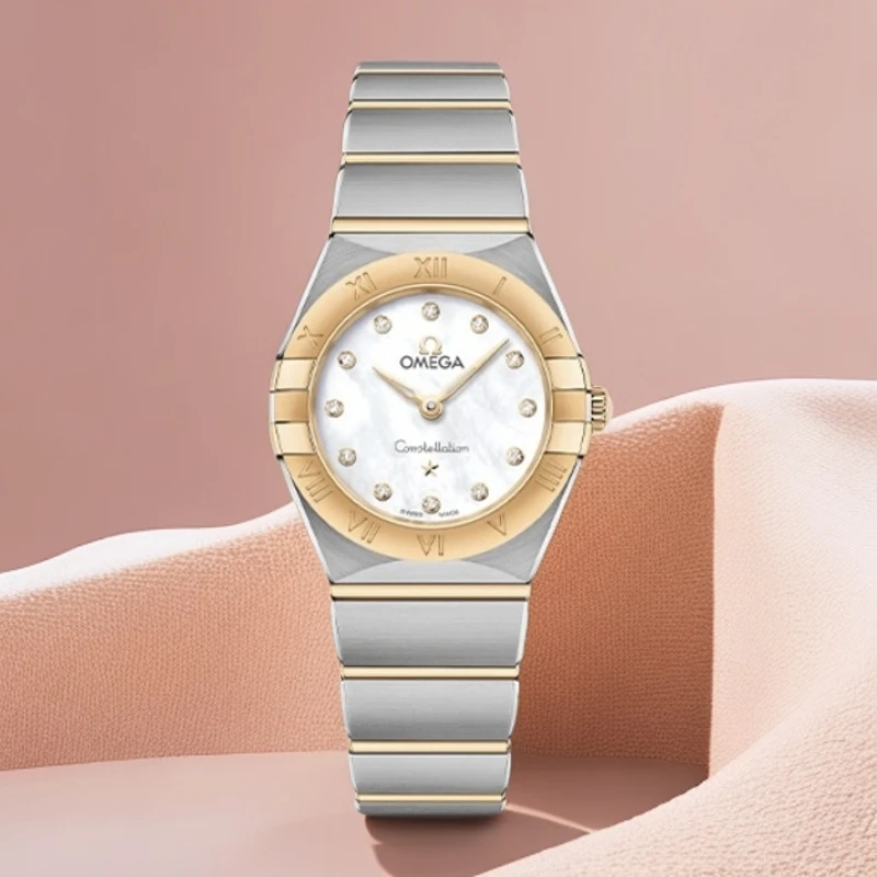 99新 Omega/欧米茄 25表径/星座/黄金/贝母/曼哈顿/女士腕表优雅