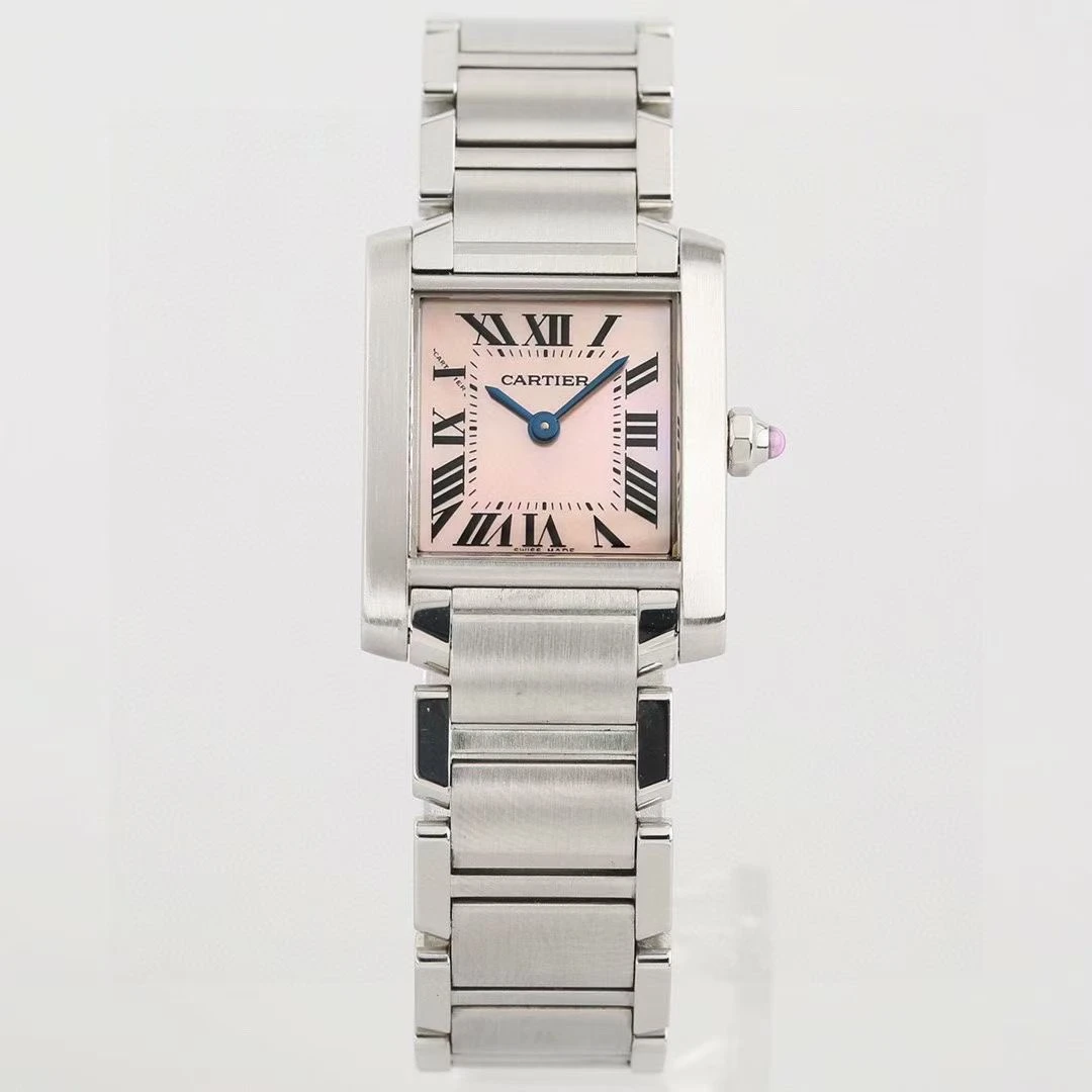 99新 Cartier/卡地亚 25*20mm/坦克系列/粉贝母面/女士腕表简约