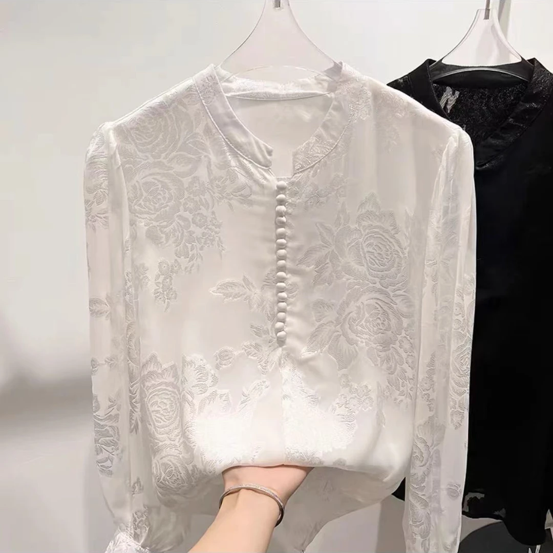 【小仙女】胸前扣衣气质时尚复古新中式中国风圆领白色小仙女8119