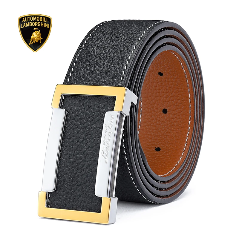 兰博基尼Lamborghini皮带男款真皮男士腰带牛皮裤带
