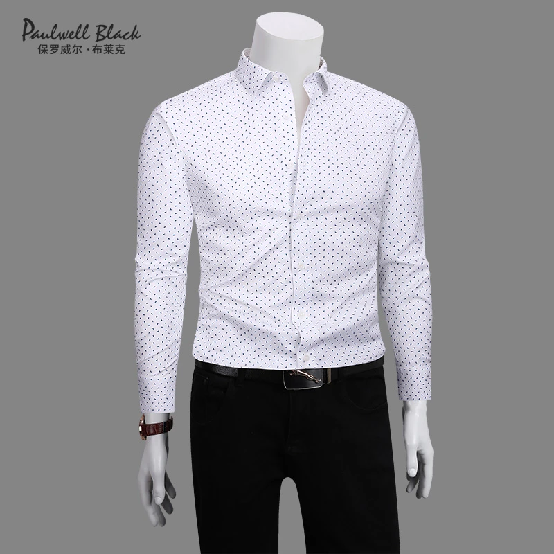 保罗花衬衫男款高级感商务休闲免烫轻奢男装长袖衬衣男士衬衫潮