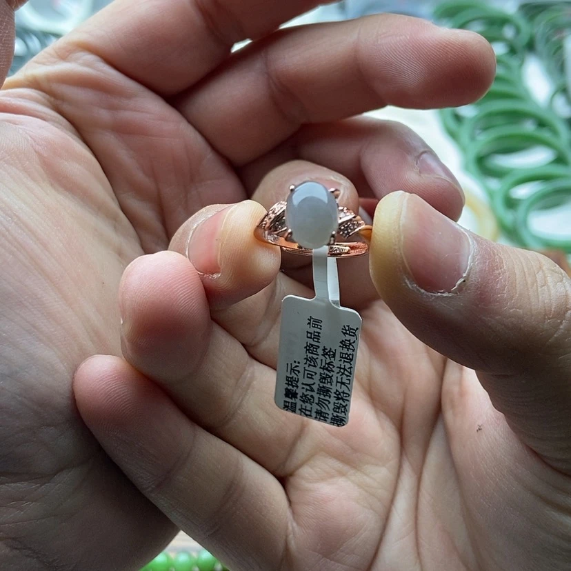 【闪购商品】和田玉烟紫戒指9mm银S925镀金镶嵌