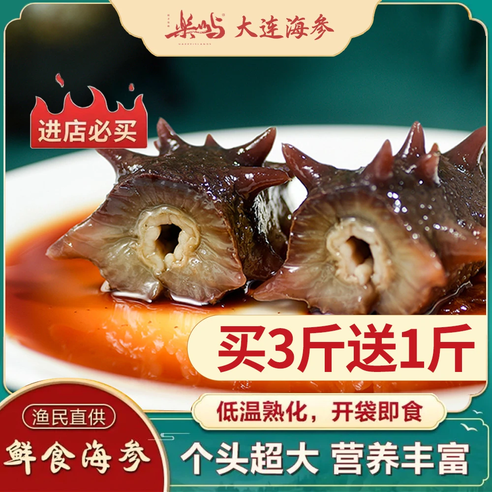 【买3送1】即食海参辽刺参口感Q弹冷链发货8-10头/斤正宗大连辽参