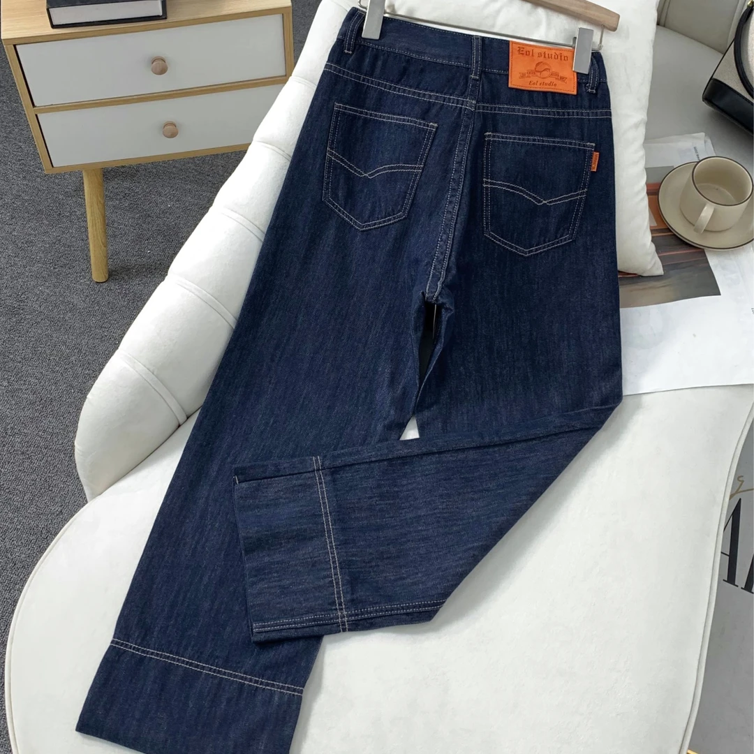 丹宁高腰阔腿牛仔裤女不掉色时尚薄款显瘦宽松垂感百搭8995