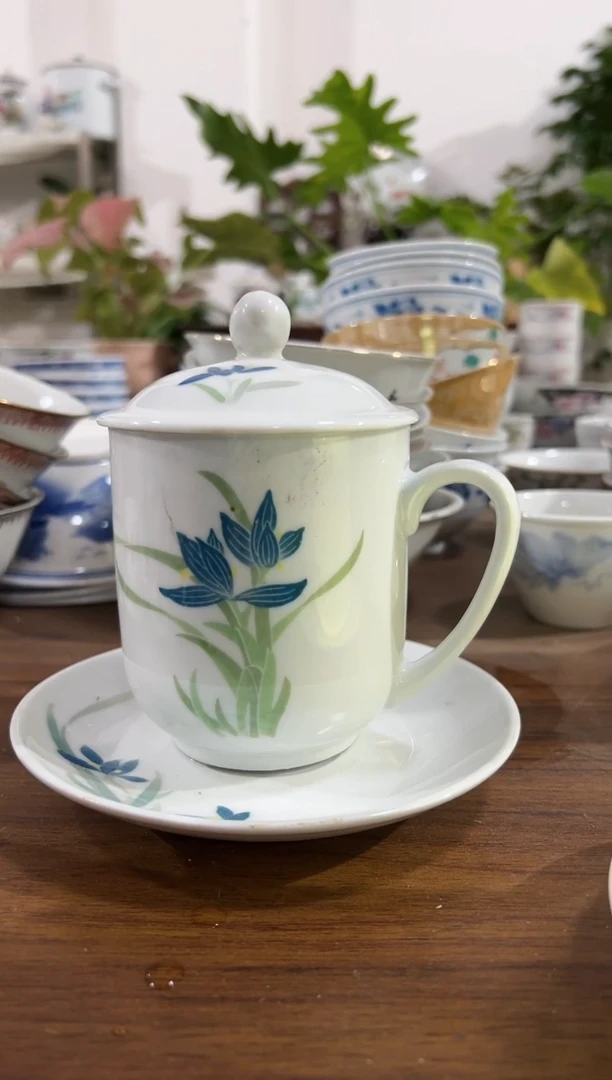 【闪购商品】摆件老瓷器老瓷一杯一碟有瑕疵