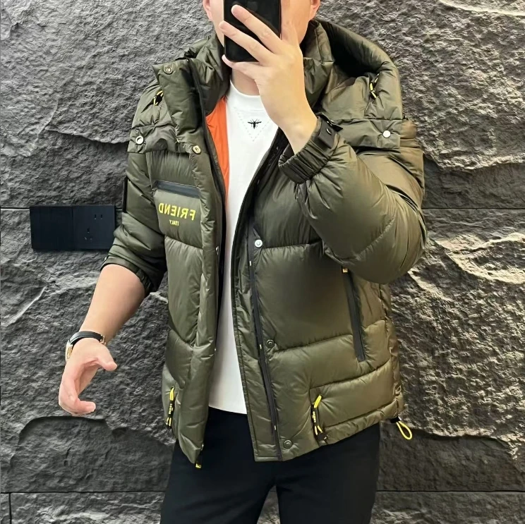 新款高端男士潮流百搭个性字母休闲连帽羽绒服J24-818