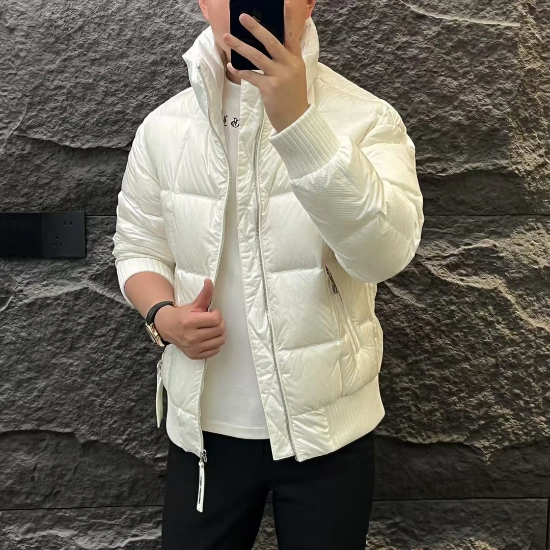 新款高端男士潮流百搭个性半高领休闲羽绒服J24-997