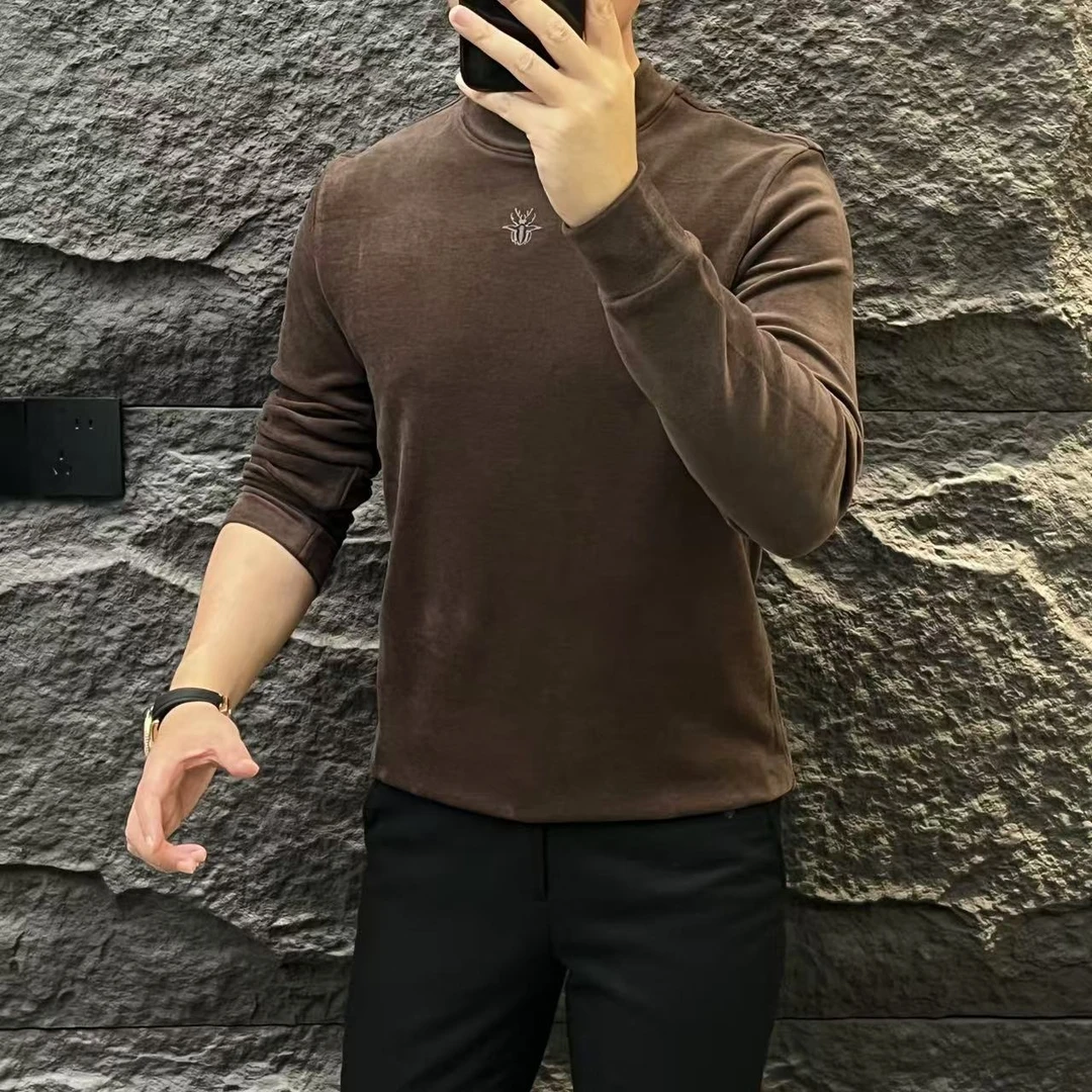 新款高端男士潮流百搭个性休闲简约纯色打底衫24MQ5031