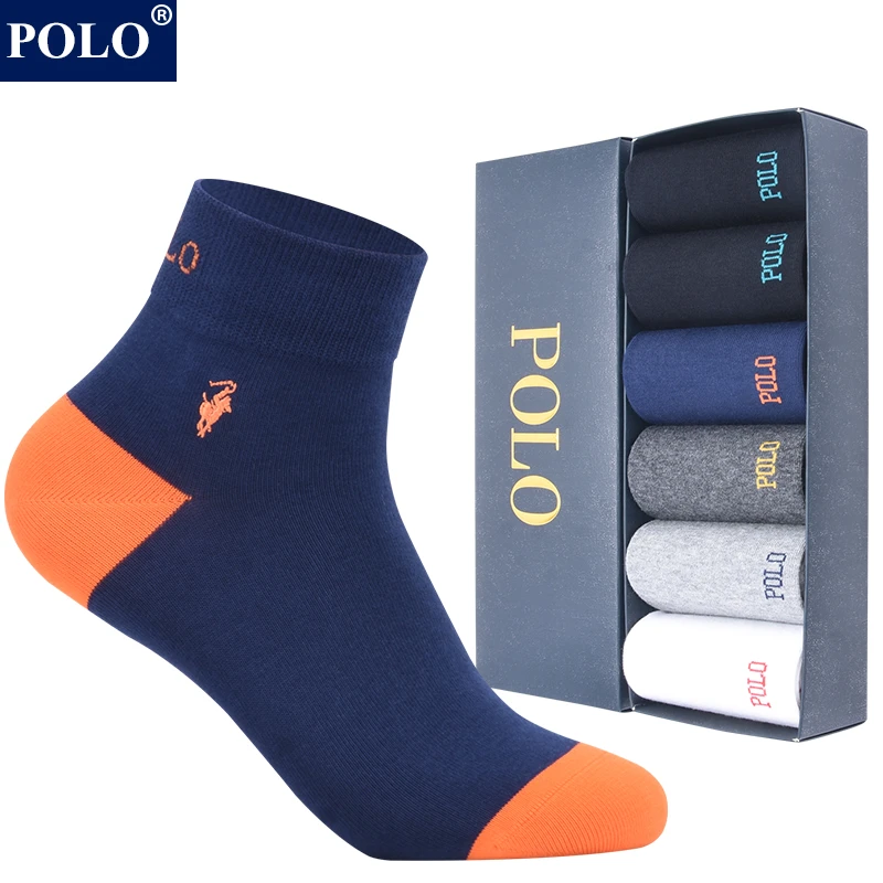 POLO袜子男秋冬保暖御寒中筒棉袜无骨休闲吸湿排汗运动跑步不束缚