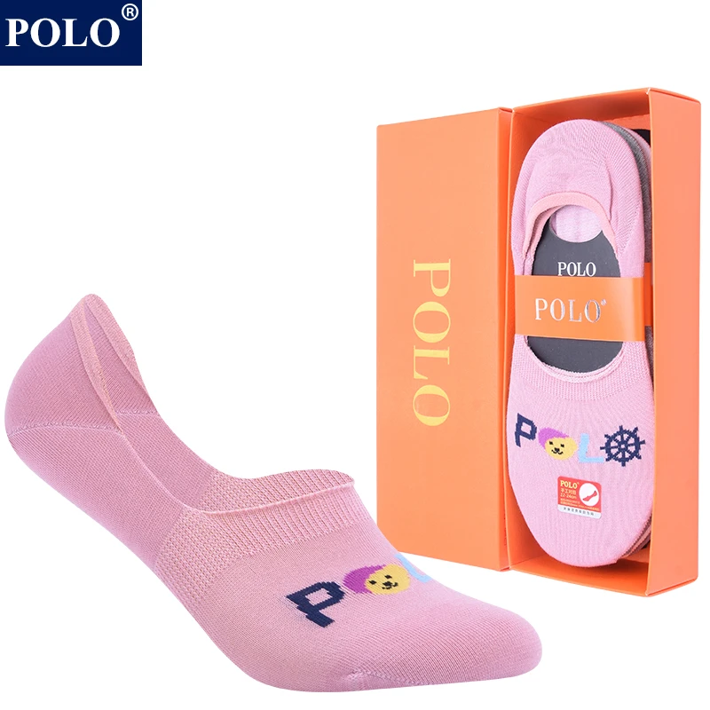 POLO夏季薄款吸汗透气硅胶防滑隐形低帮船袜彩色字母百搭休闲棉袜