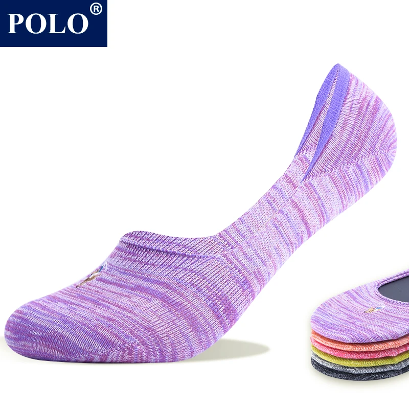 POLO女士彩色时尚硅胶防滑不掉跟隐形船袜夏季薄款吸汗透气袜套