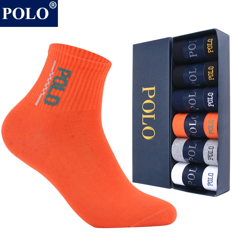 POLO透气薄款春季中筒袜运动休闲风吸湿排汗袜子男士跑步篮球