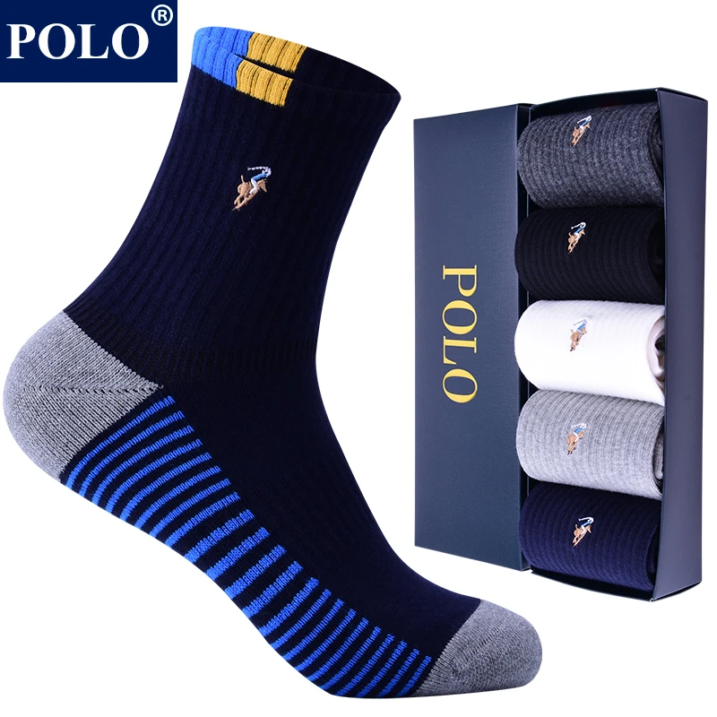 POLO袜子男条纹加厚条纹中筒袜秋冬保暖御寒吸湿排汗雪地毛巾袜